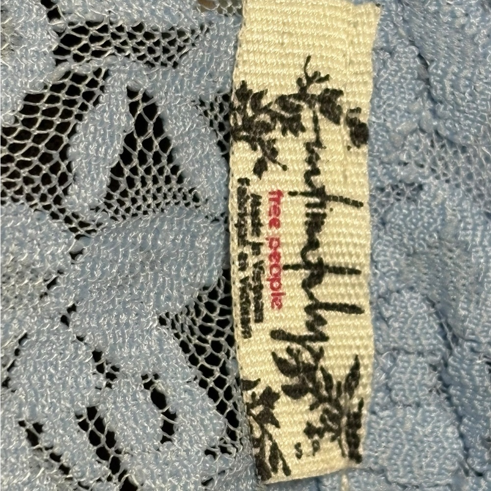 Intimately Free People Lace Button-Up Shirt Powder Blue S - Picture 8 of 10